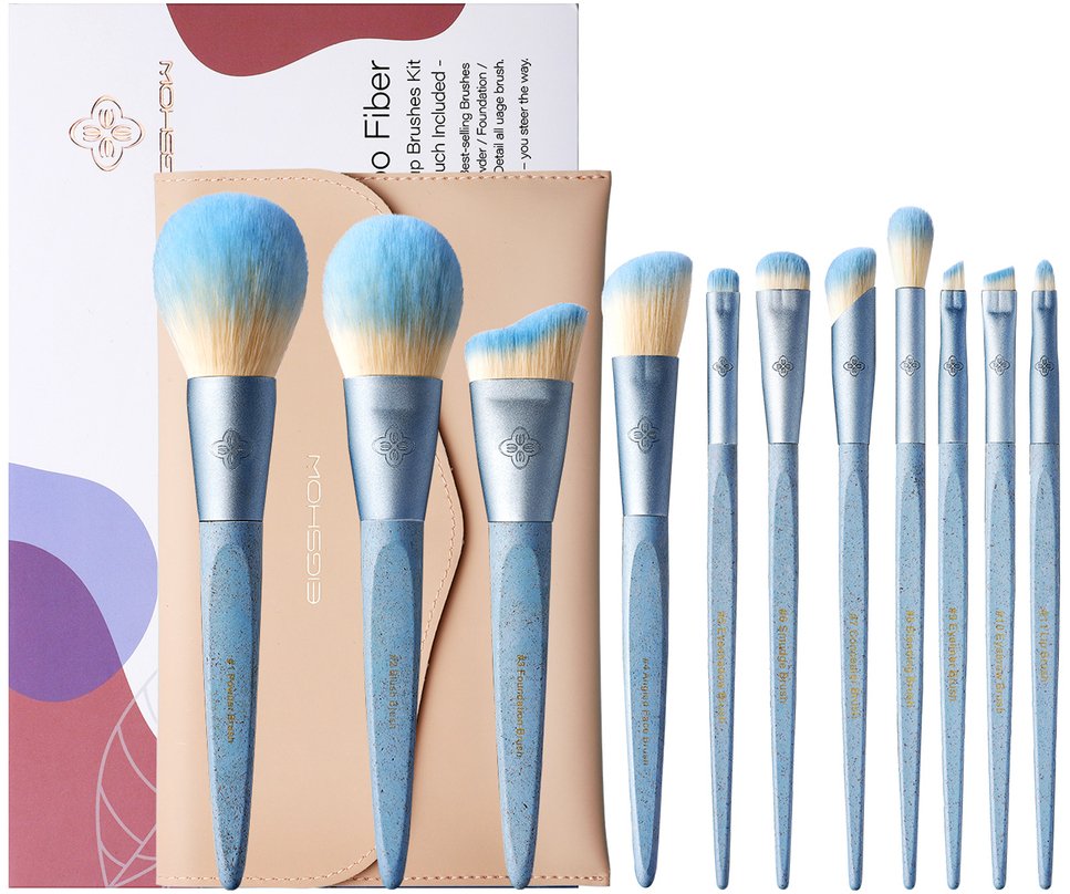 Eigshow Beauty EcoPro* włókno bambusowe 11 pędzli Ice Blue Makeup