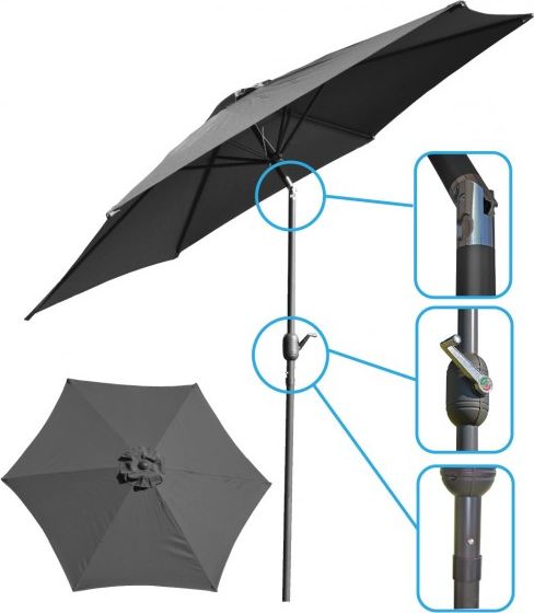 Saska Garden Parasol Ogrodowy Składany Szary 300 cm