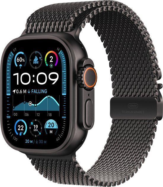 Smartwatch Apple Watch Ultra 2 GPS + Cellular 49mm Black Titanium Case Milanese Loop Czarny (MX5U3)(MX5V3)