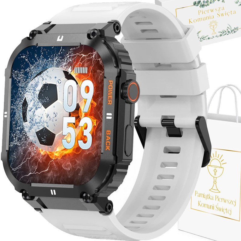 Zegarek chłopięcy KOMUNIA SMARTWATCH GRAVITY LUTON GT6-8 czarny/ biały gumowy