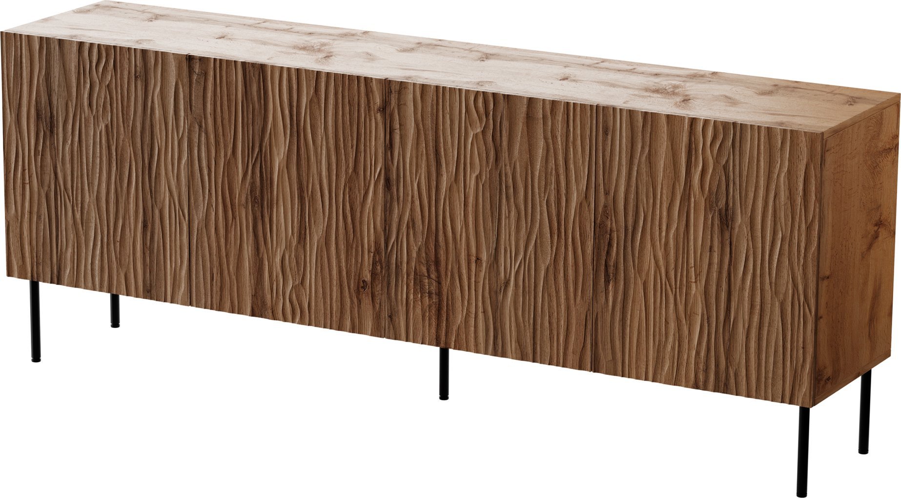 Cama Meble Komoda JUNGLE 190x40,5x74,5 dąb wotan + czarne nóżki