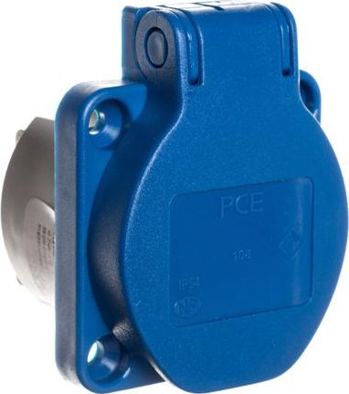 PCE Gniazdo tablicowe 10/16A 2P+Z 230V /50x50/ niebieskie IP54 108-0bc