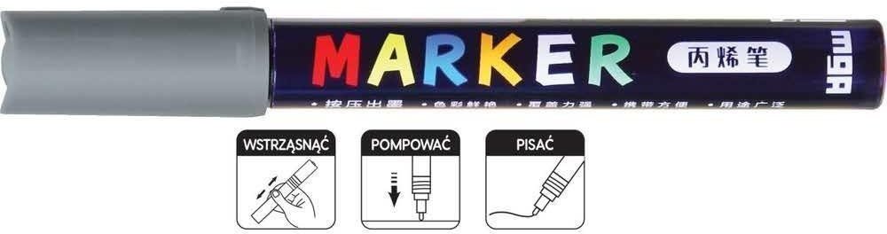 Marker akrylowy 1-2mm szary (6szt) M&G