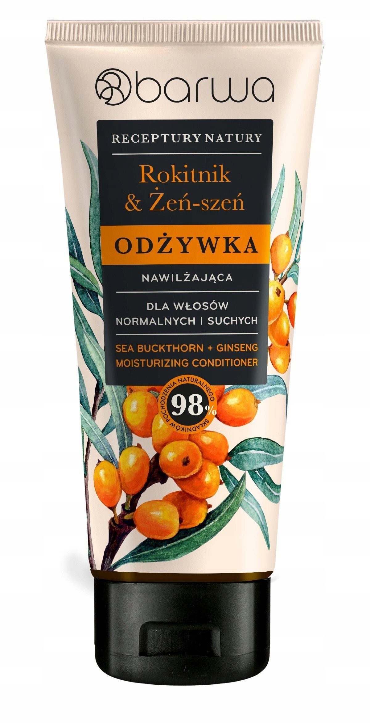 BARWA Receptury Natury Odżywka nawilżająca do włosów normalnych i suchych - Rokitnik & Żeń-szeń