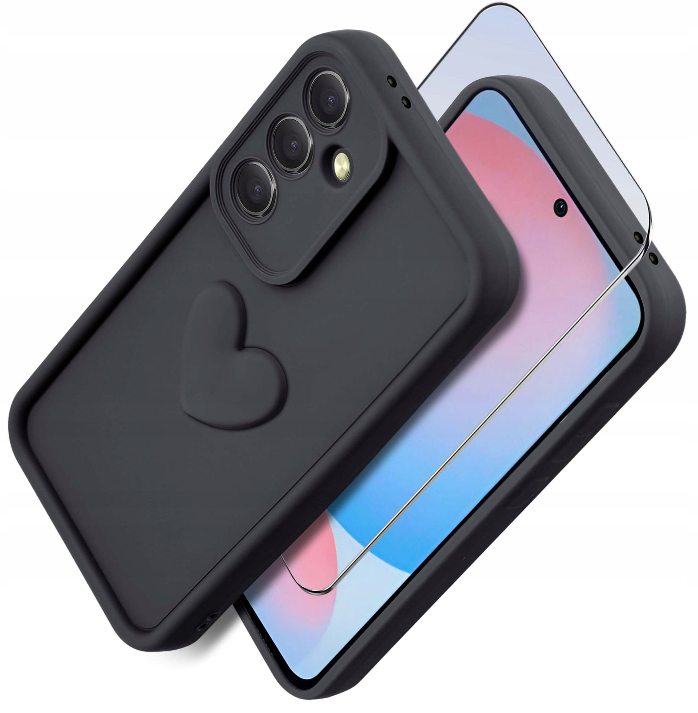 Etui do Samsung A56 5G silikonowe MATOWE serce + Szkło ochronne 9H