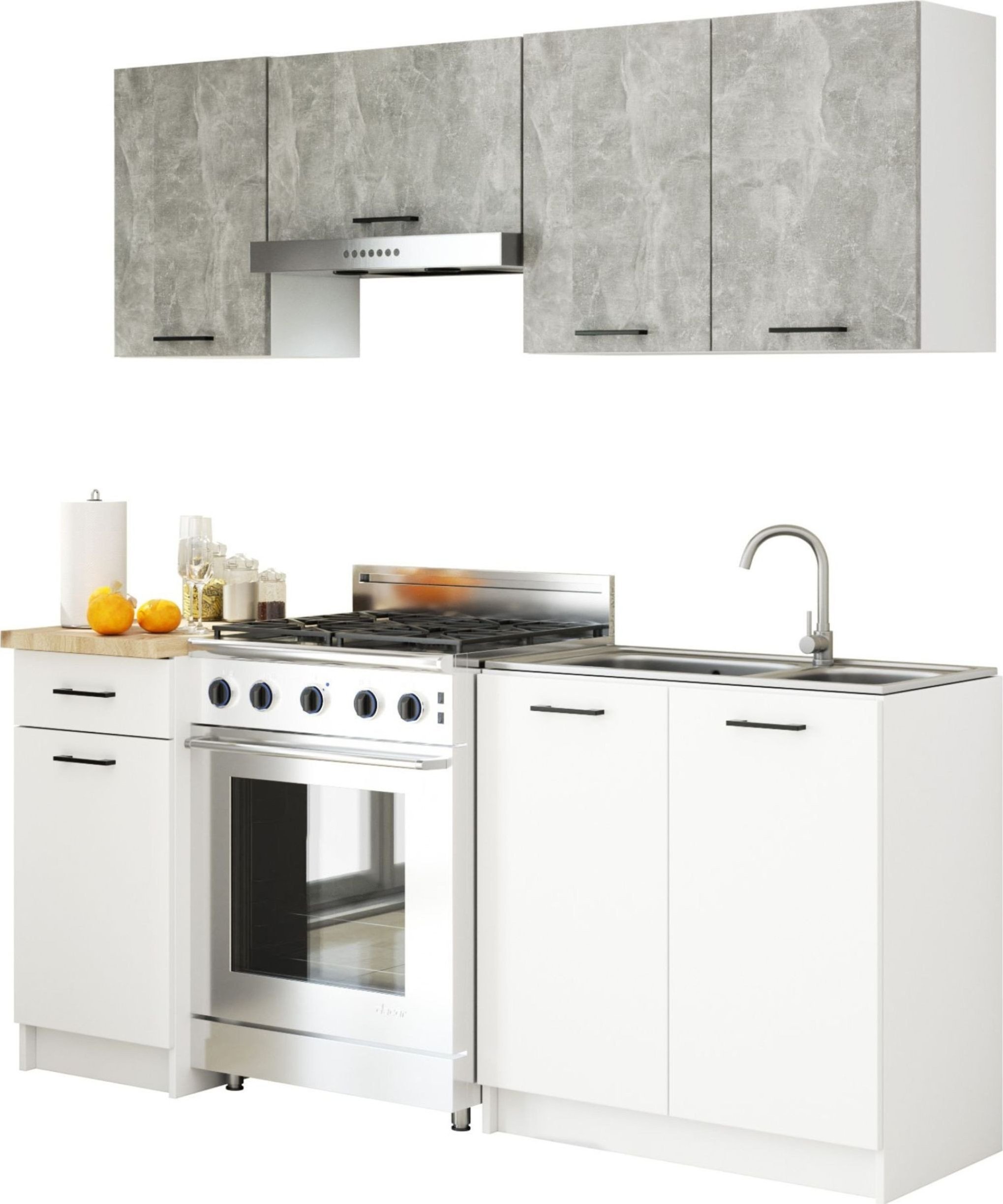 Fabryka Mebli Akord MEBLE KUCHENNE ZESTAW OLIWIA 1.8M BETON-BIAŁY