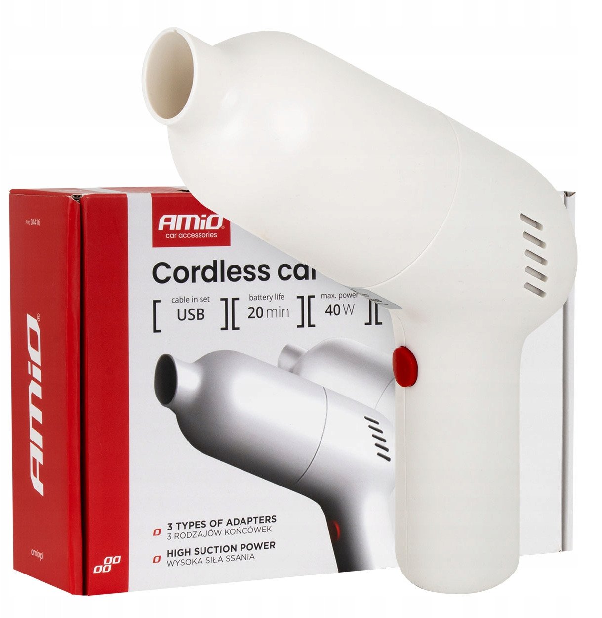 Odkurzacz samochodowy bezprzewodowy 40w 4,5kpa usb-c vc-07 hepa amio-04415