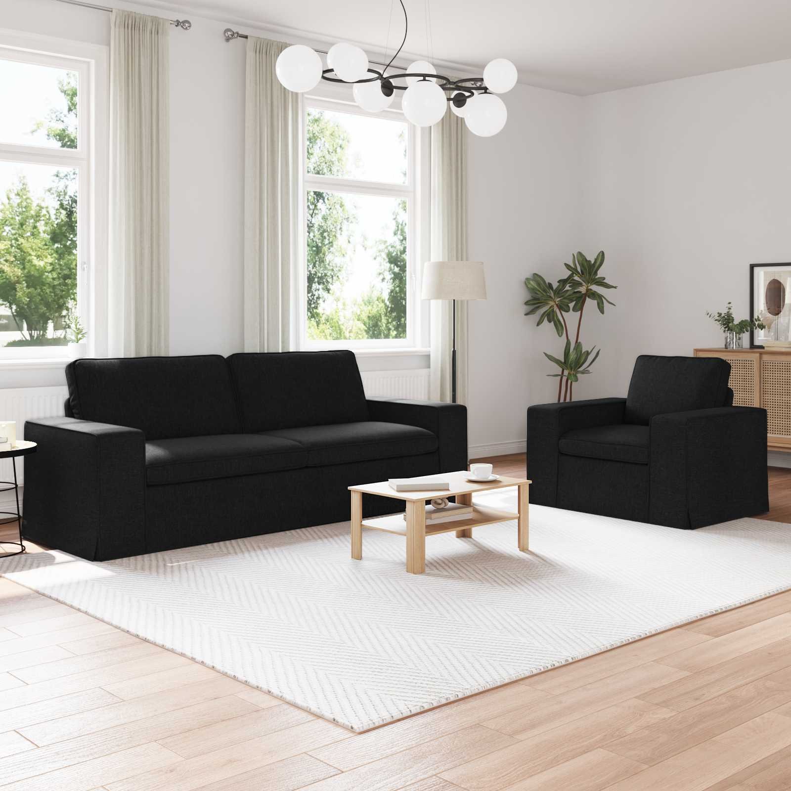 vidaXL Sofa 2 pcs Black Metal