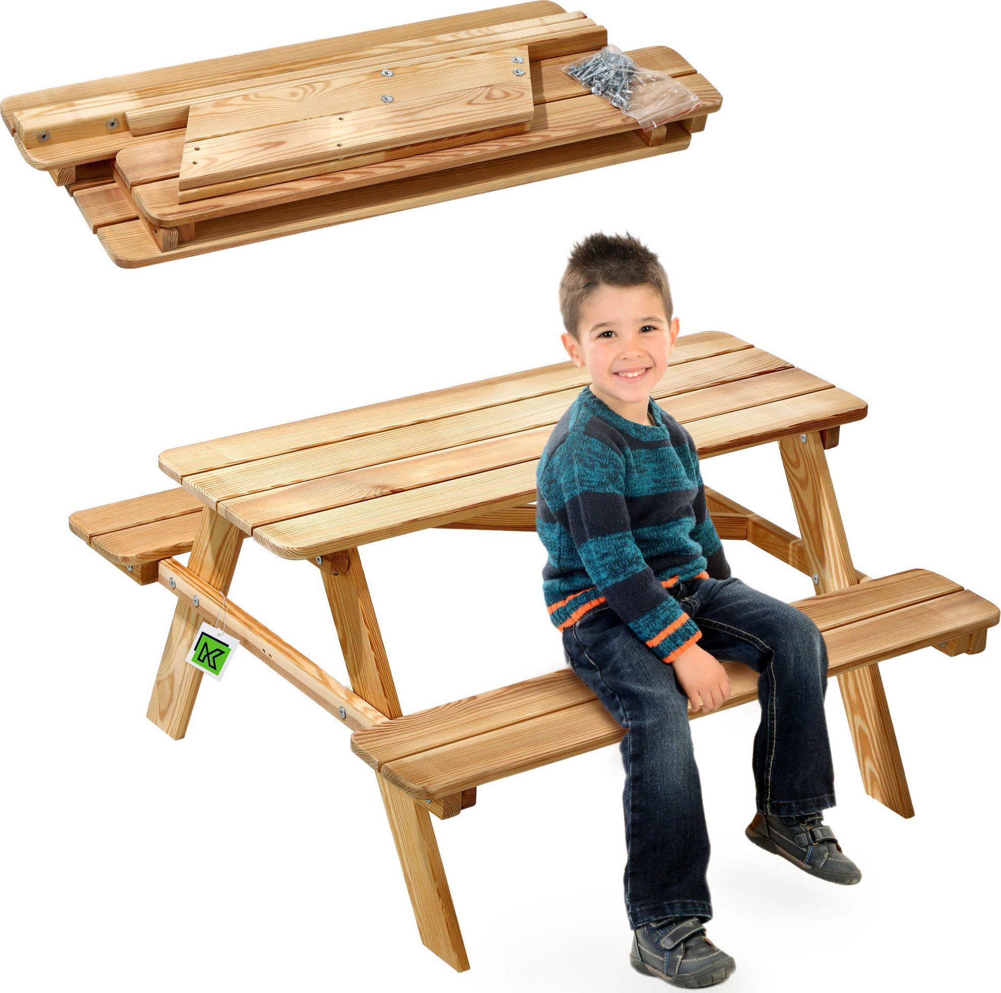 Kadax KADAX Ławka Ogrodowa Ławeczka Drewniana Dla Dzieci Ze Stołem Stolikiem Do Ogrodu