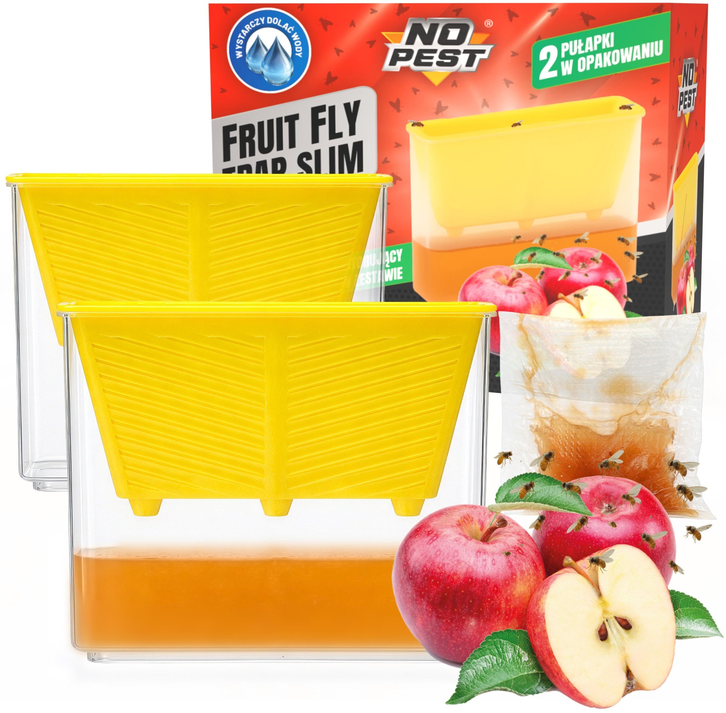 Pułapka na Muszki Owocówki do Eliminowania Muszek z Wabikiem Wąska "Fruit Trap Slim" (2 szt)