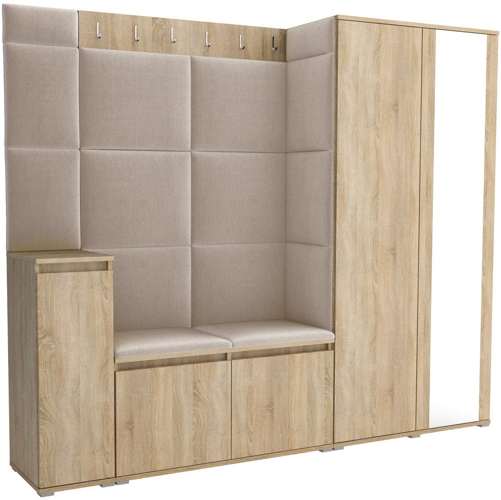 Tapicerowana garderoba Noris VIII z lustrem - kolor sonoma + tkanina Trinity 04