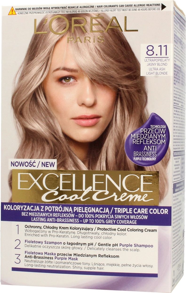 L’Oreal Paris Loreal Excellence Cool Creme Krem koloryzujący 8.11 Ultra Popielaty Jasny Blond 1op.