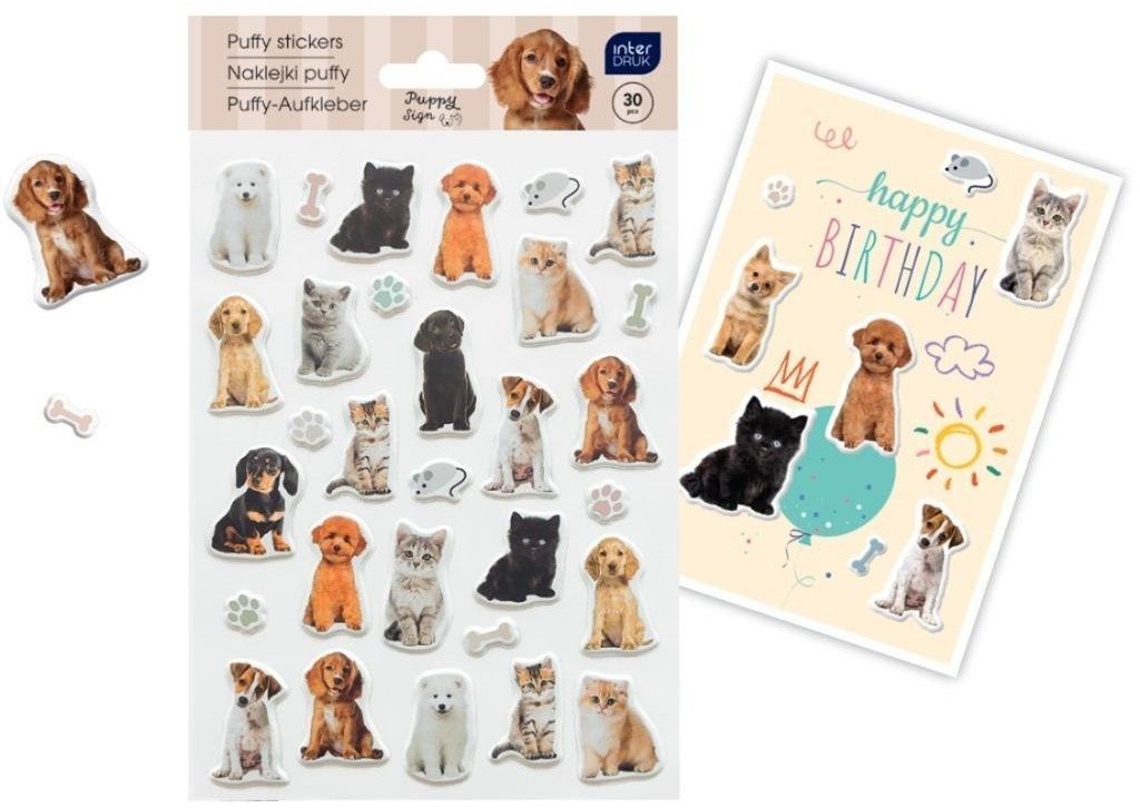 Naklejki puffy Puppy Sign 30szt