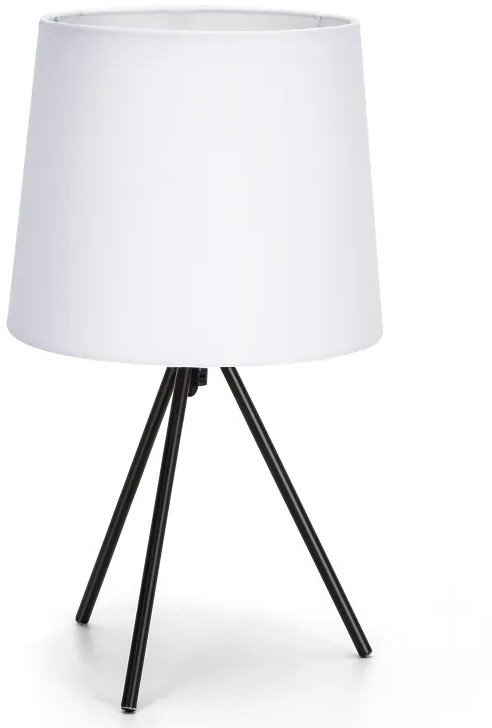 Metalowa Lampa Stołowa E14 Biała z kloszem tekstylnym