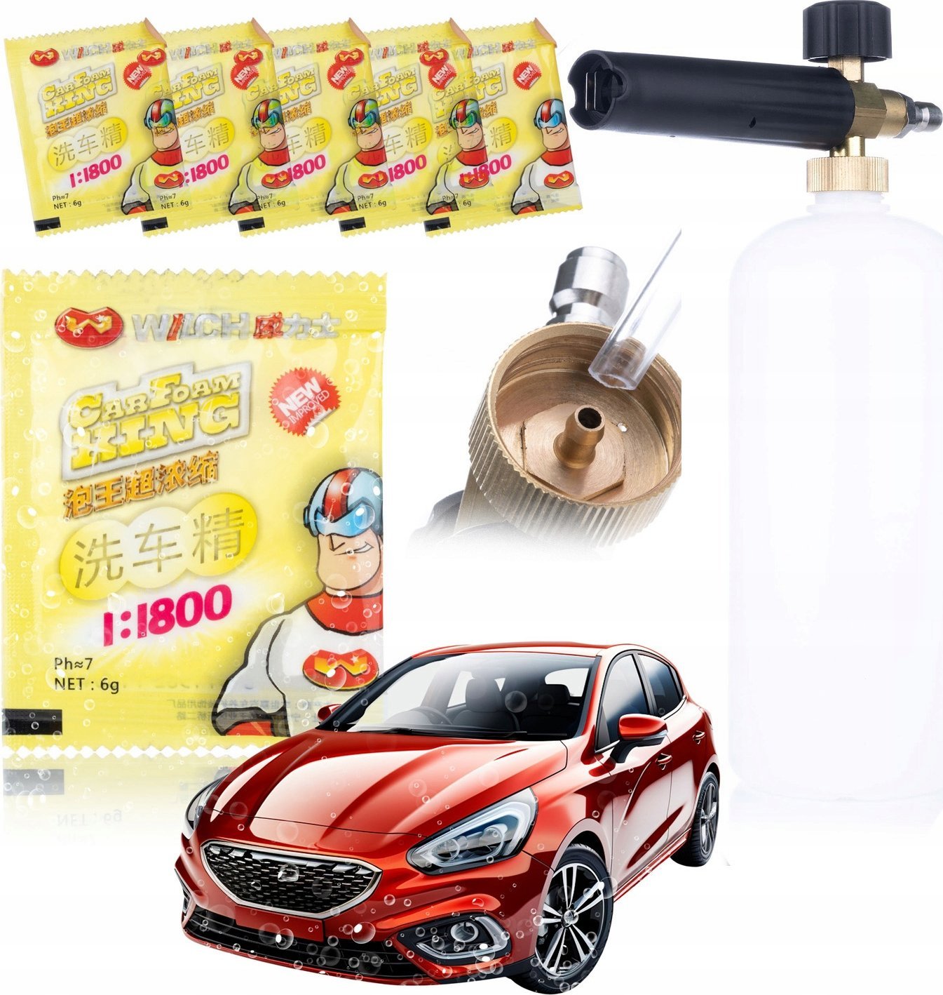 Rosfix 5X PIANA AKTYWNA PROSZEK PIANOTWÓRCZY MYJKI CIŚNIENIOWEJ+PIANOWNICA 1000ML