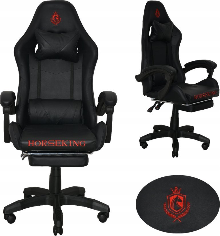 FOTEL GAMINGOWY OBROTOWY CZARNY DAMING Z PODNKIEM KRZESO KUBEKOWY