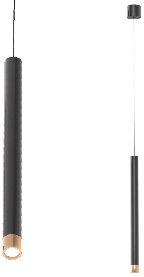 1-punktowa lampa wisząca Q I czarny zwis tuba do gabinetu