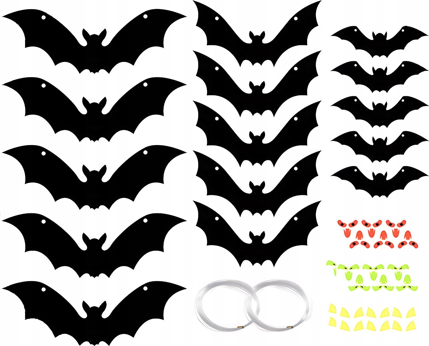 Korbi DEKORACJA WISZĄCA NIETOPERZE NA HALLOWEEN GIRLANDA OZDOBA STRASZNE 15 SZTUK