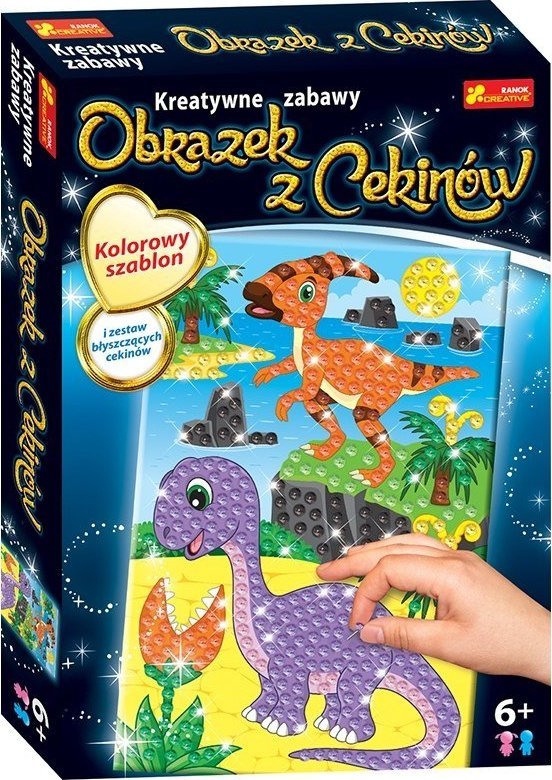 Ranok Dinozaur Parazaurolofi Diplodocus obrazek z cekinów