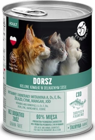 Pet Republic PETREPUBLIC Kawałki w sosie z dorszem - Karma mokra dla kota - 400g