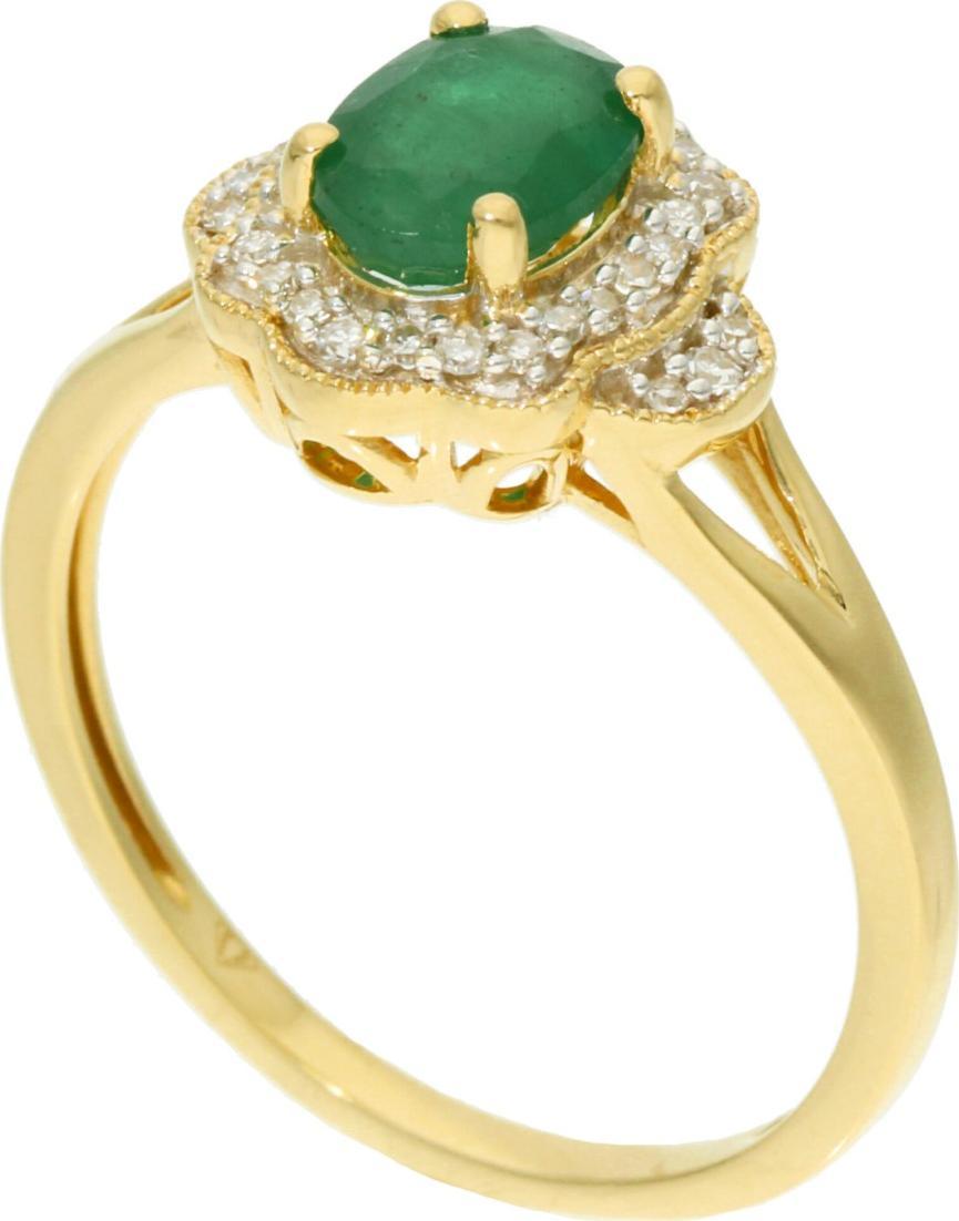 Rosanto Złoty pierścionek ze szmaragdem i brylantami roz. 15 585 14k