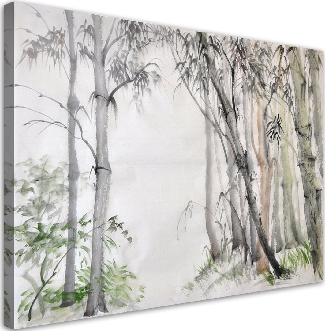 Feeby Obraz na płótnie, Las szarych drzew malowany - 120x80