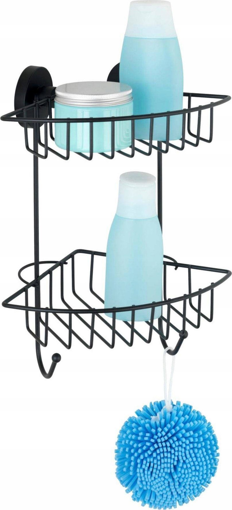 Wenko Półka pod prysznic BARI Vacuum-Loc, dwupoziomowa, metalowa, czarna, WENKO