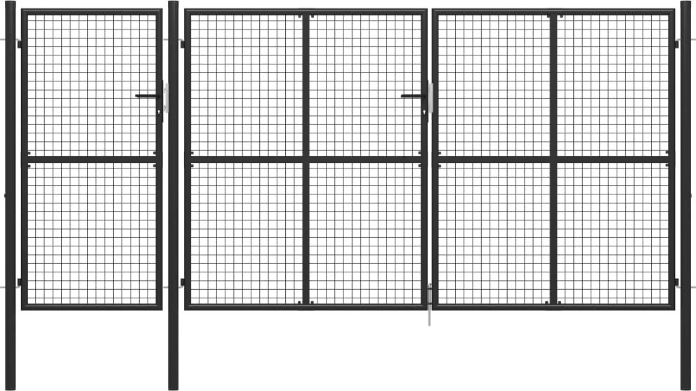 vidaXL Brama ogrodzeniowa, stalowa, 400 x 150 cm, antracytowa