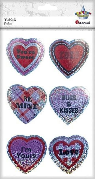 Titanum Holo serca 3D samoprzylepne mix rozmiarów 6szt