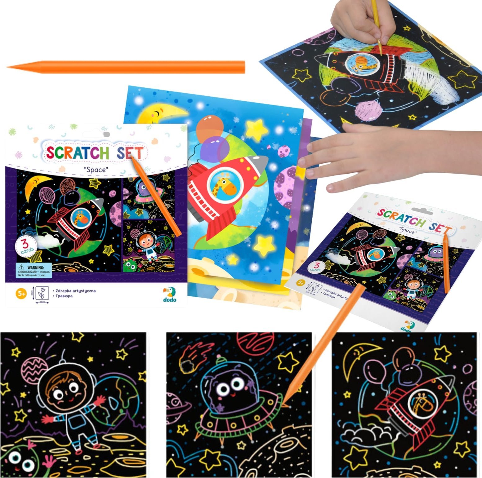 Dodo Zdrapka Artystyczna "Kosmos" Wydrapywanka Metoda Scratch Dla Dzieci Obrazki
