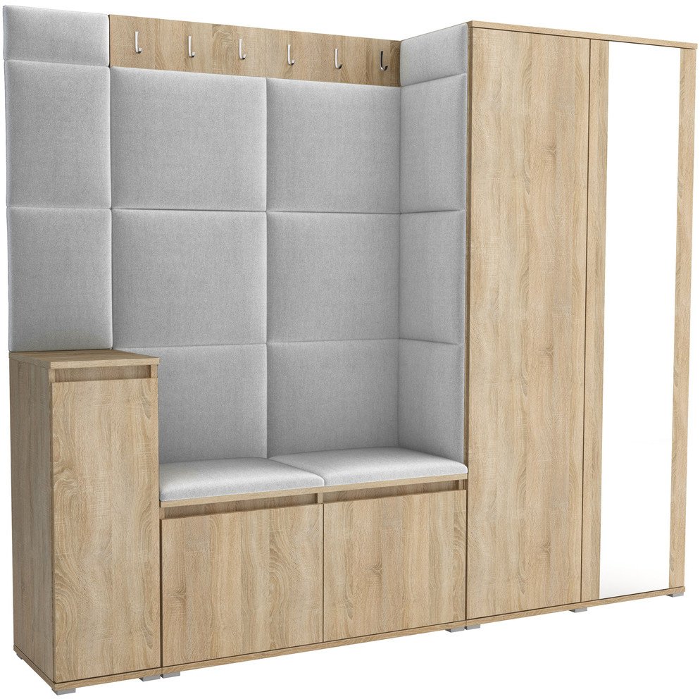 Tapicerowana garderoba Noris VIII z lustrem - kolor sonoma + tkanina Trinity 32