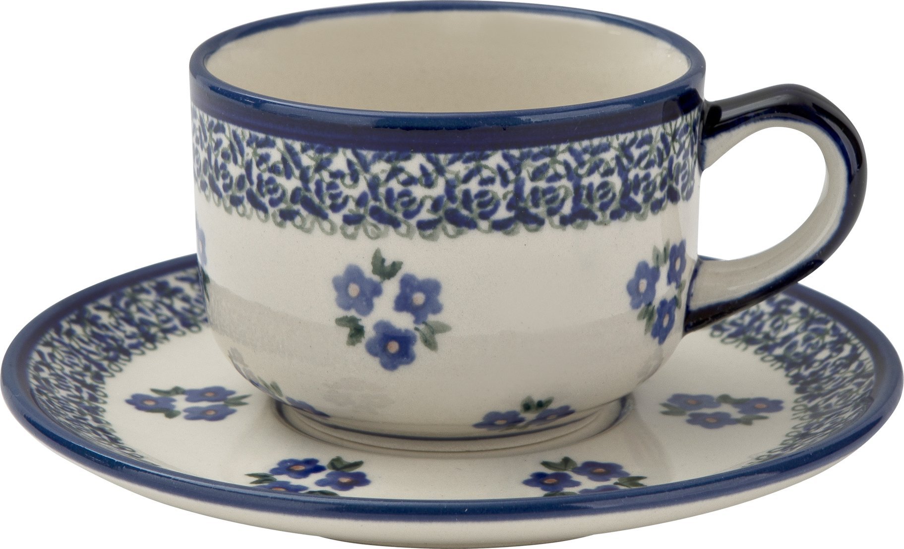 Bolesławiec Filiżanka ceramiczna 200 ml + spodek Bolesławiec Dekor 224