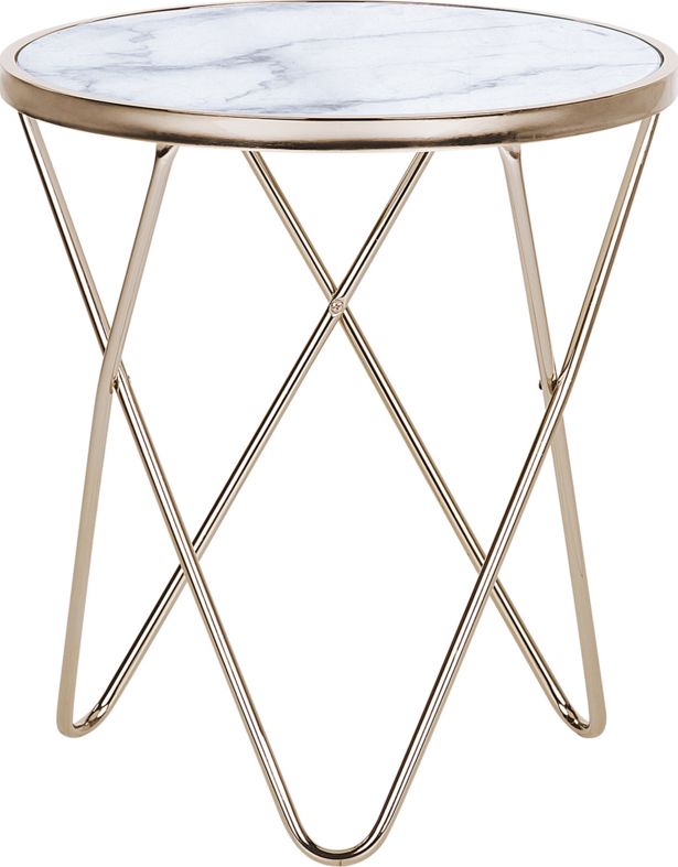 Beliani Stolik pomocniczy efekt marmuru biało-złoty MERIDIAN II