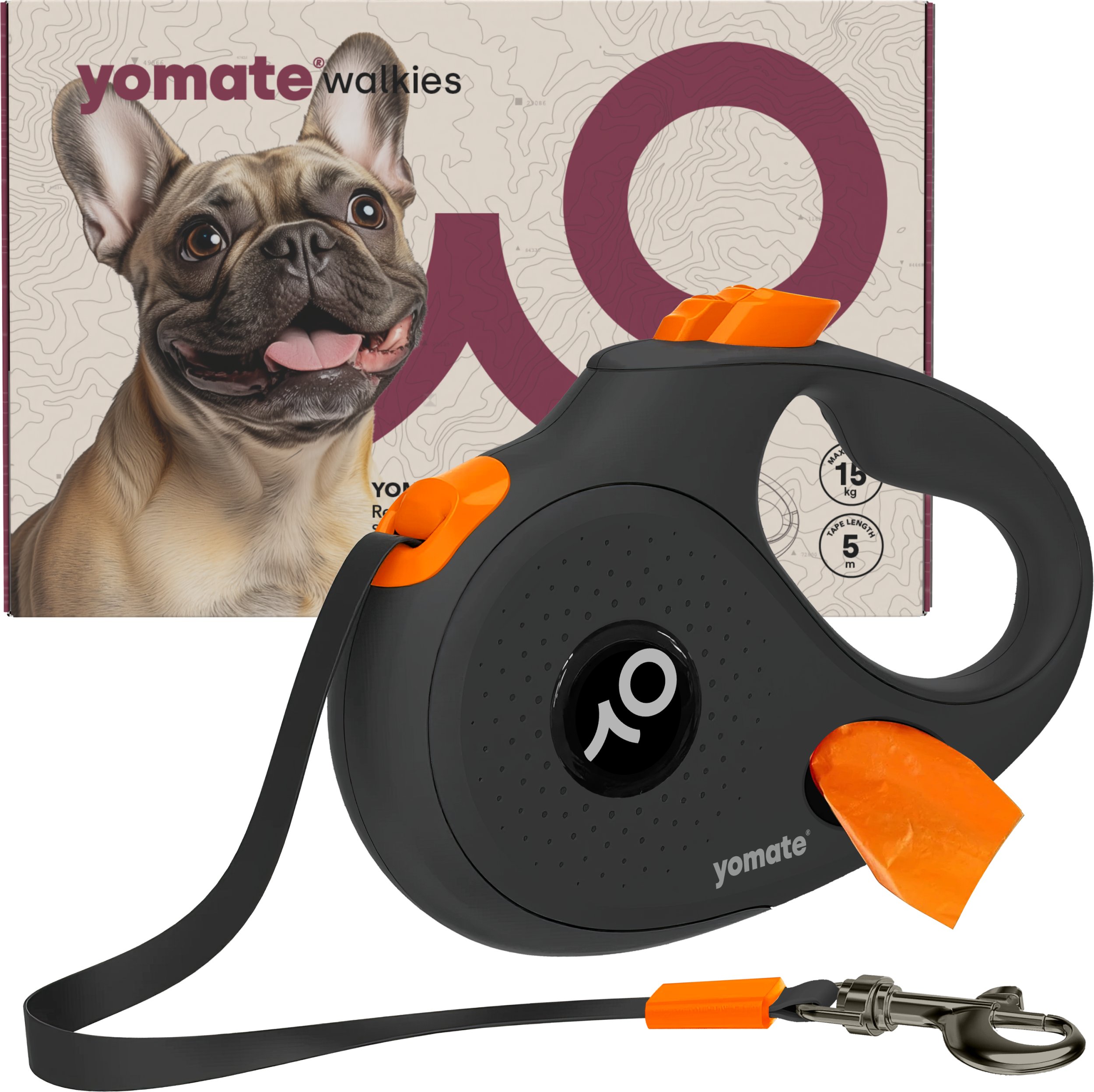 YOMATE! SMYCZ AUTOMATYCZNA DLA MAŁEGO PSA ZWIJANA Z BLOKADĄ
