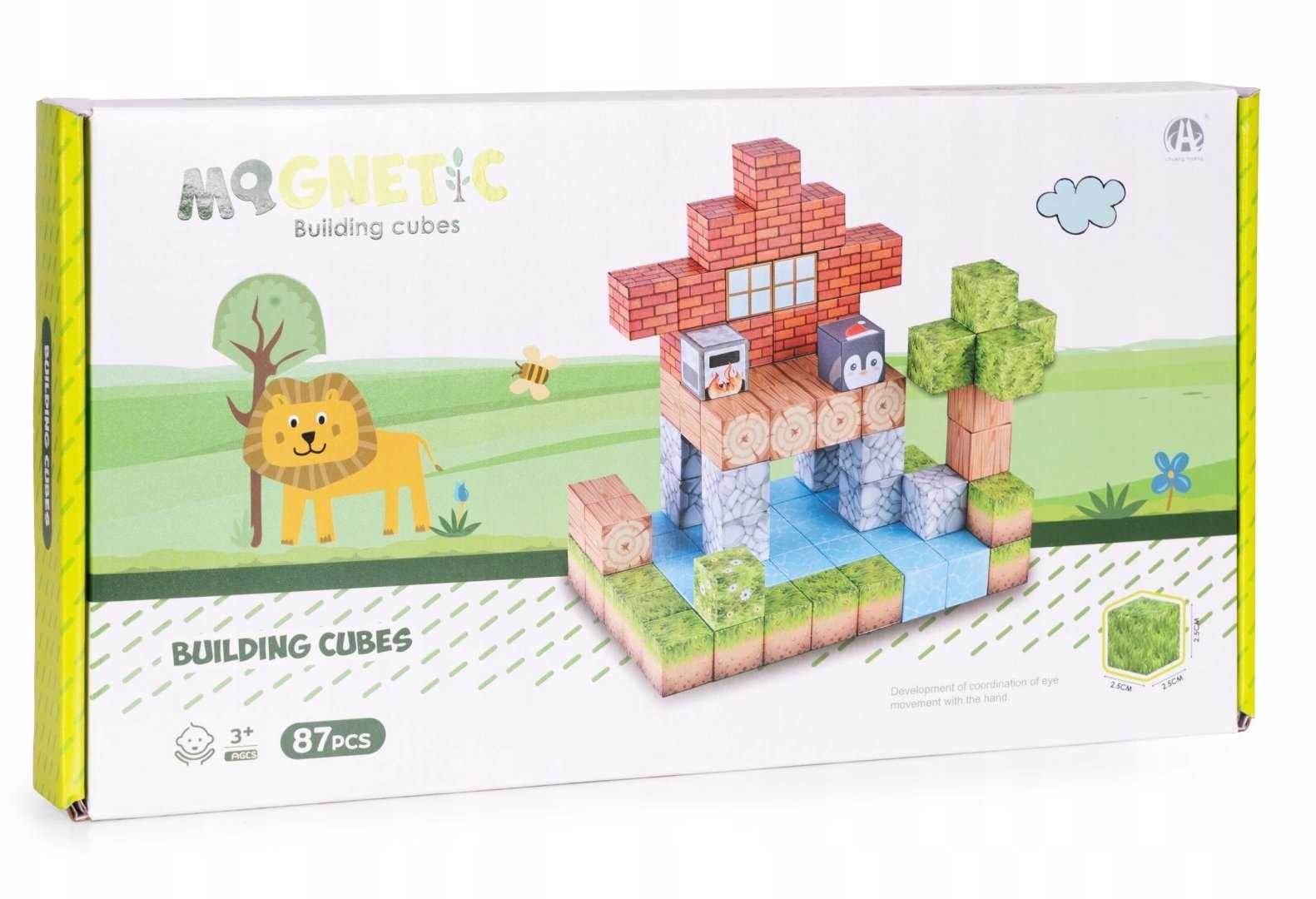 Klocki magnetyczne konstrukcyjne zestaw dla dzieci 87 elementów sześciany EDUKAMP