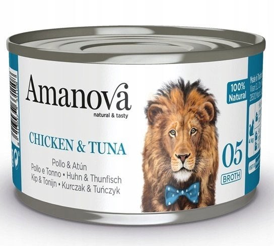 Amanova Kot Chicken & Tuna w bulionie puszka 70g