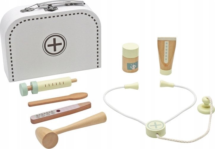 Drewniany Zestaw lekarski Mały Lekarz Apteczka Stetoskop Strzykawka ZA5263