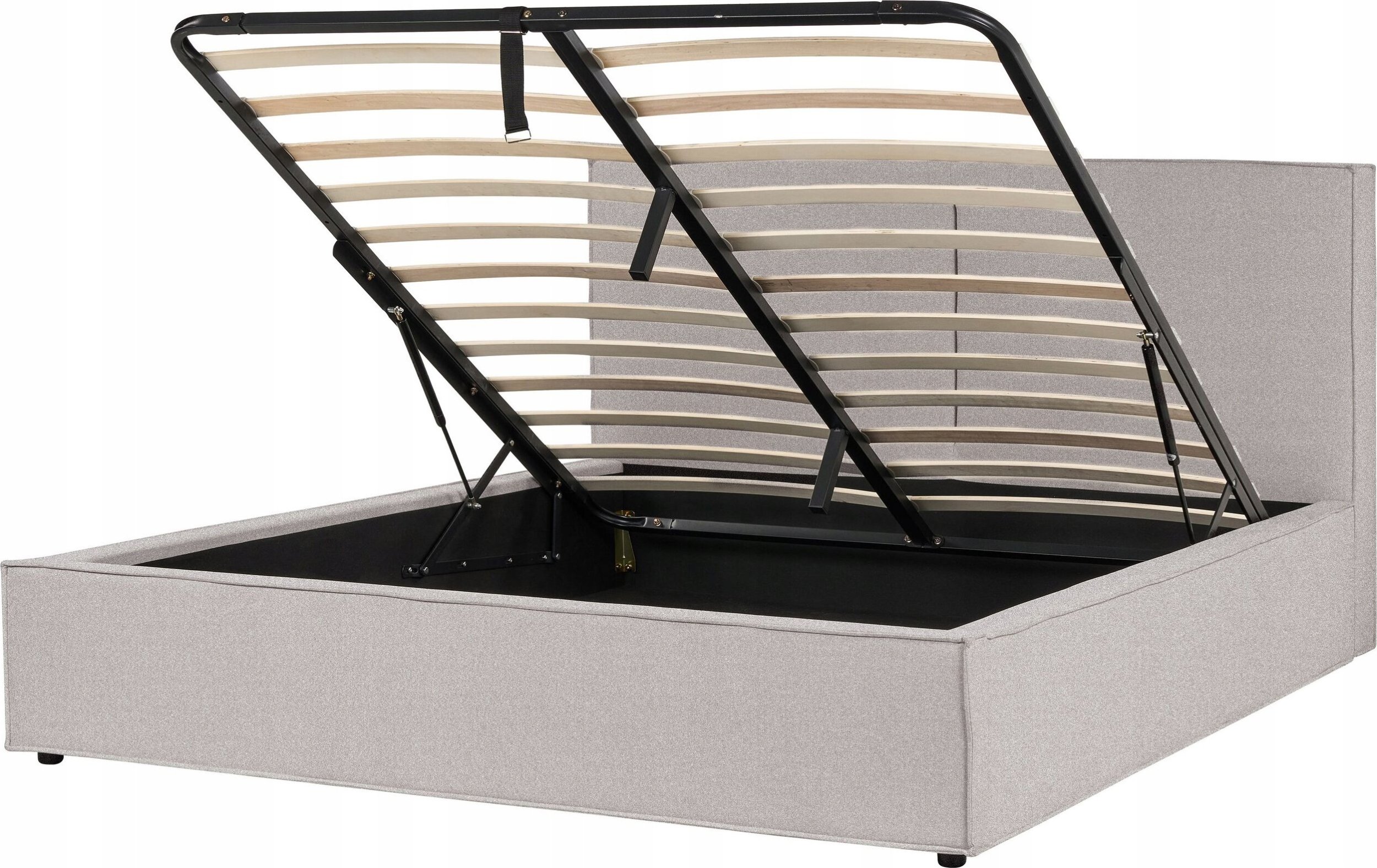 Beliani Łóżko z pojemnikiem tapicerowane 180 x 200 cm jasnoszare MOISSAC