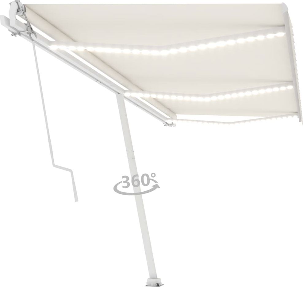 vidaXL Automatycznie zwijana markiza, LED i czujnik wiatru, 600x350 cm