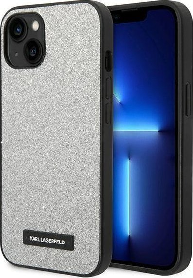 Karl Lagerfeld Etui Karl Lagerfeld do iPhone 14 Plus 6,7" hardcase srebrny/silver Glitter Plaque Logo