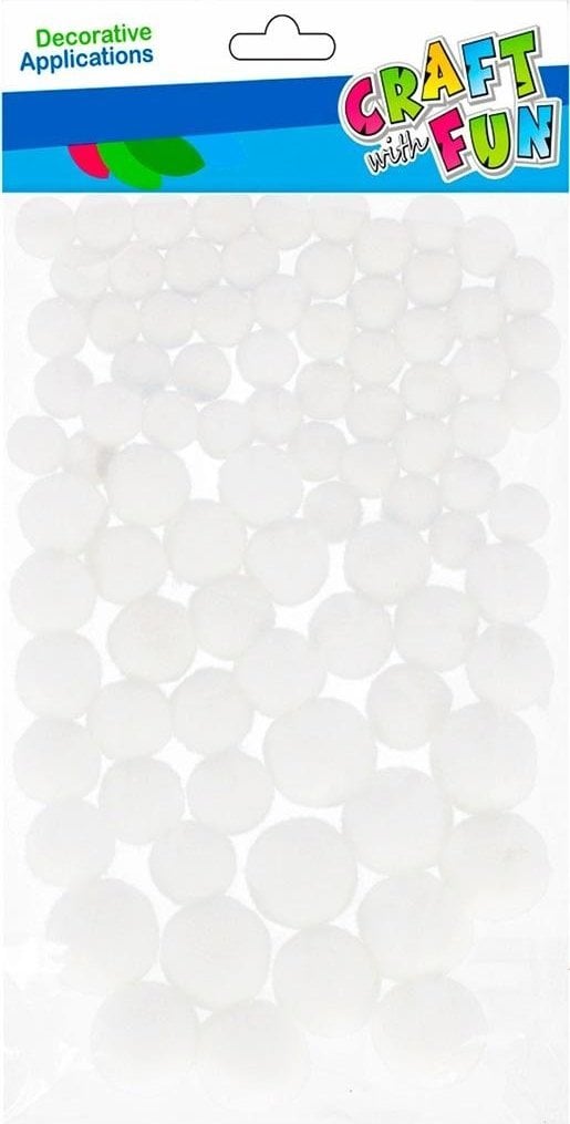 Craft with Fun OZDOBA DEK POMPON 90SZT BIEL CF PBH 12/144