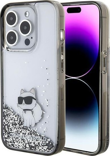 Karl Lagerfeld Karl Lagerfeld KLHCP15LLKCNSK iPhone 15 Pro 6.1" transparent hardcase Liquid Glitter Choupette