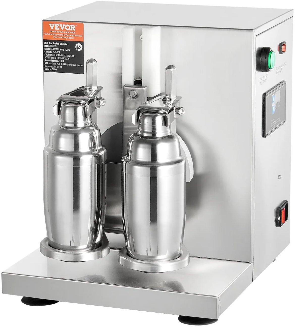 Mikser do milkshake podwójny 120W stalowy regulacja 0-180s kawiarnia