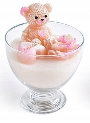 Świeca w pucharku MIŚ woskowa 11x14cmbeżowa