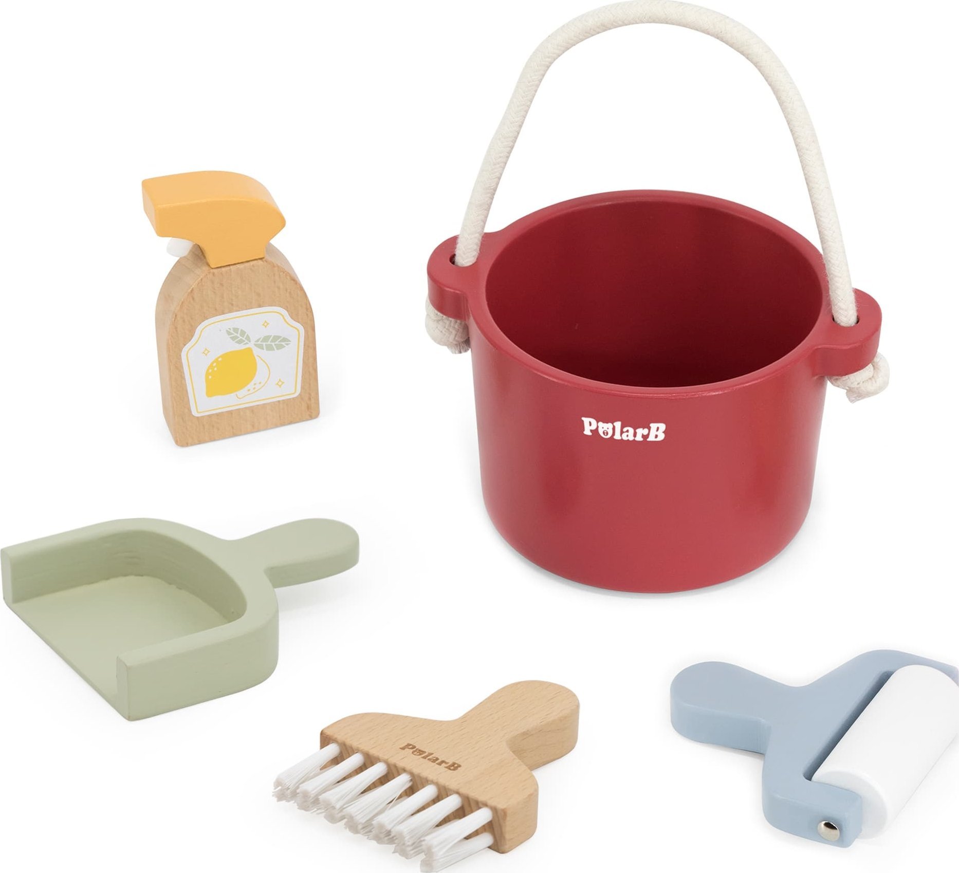 Viga Toys VIGA PolarB Drewniany Zestaw Do Sprzątania Wiaderko Zmiotka Akcesoria