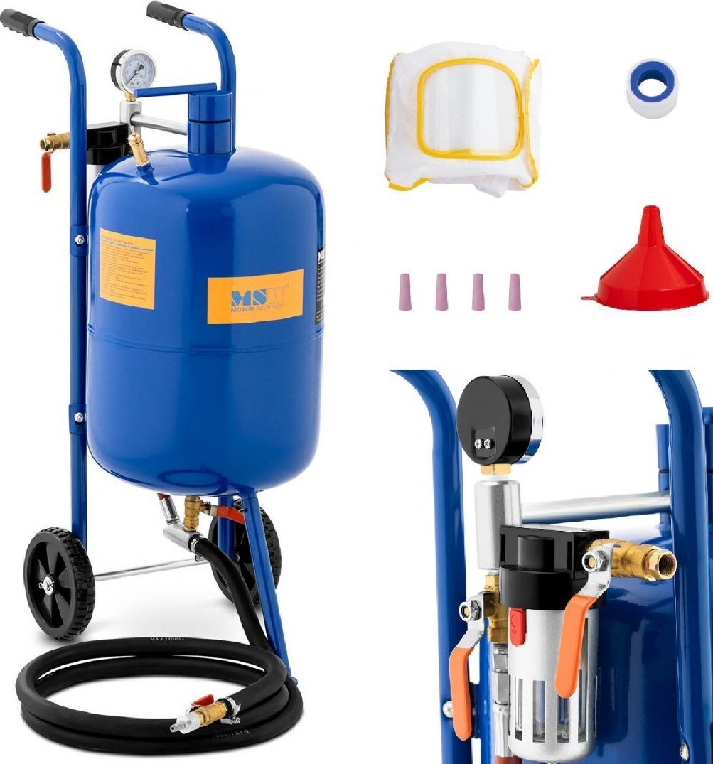 MSW Piaskarka syfonowa mobilna z regulacją ciśnienia 60-125 psi 40 l