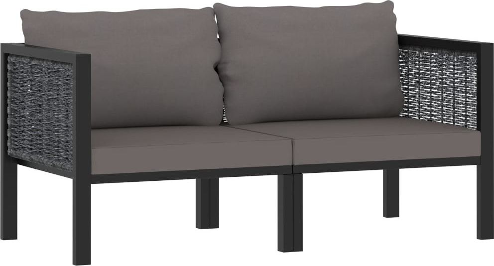 vidaXL 2-osobowa sofa ogrodowa z poduszkami, antracytowa, polirattan
