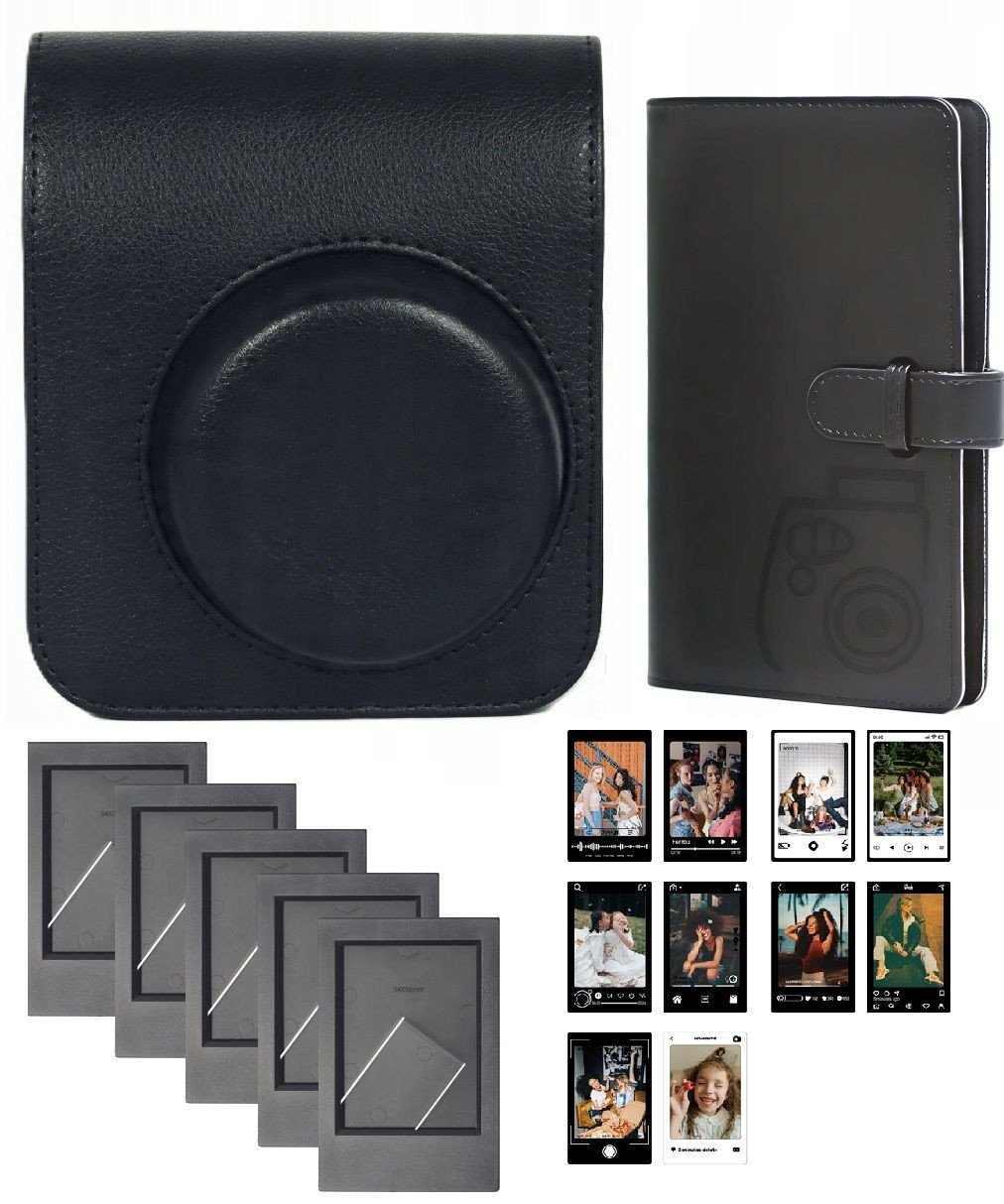Zestaw 4w1 Futerał Album 96x Ramki Naklejki Do Fuji Fujifilm Instax Mini 41 / Czarny