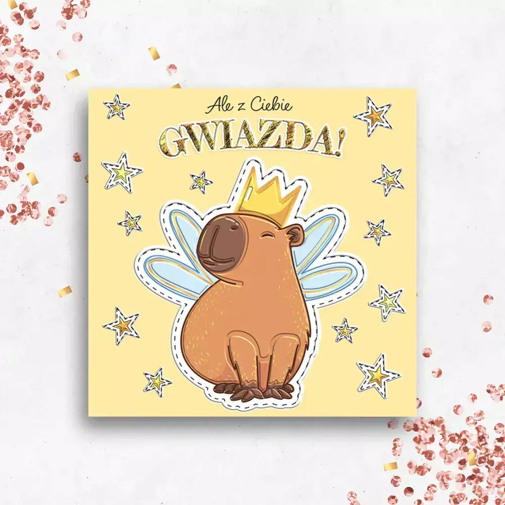 Karnet KW Urodziny - Kapibara gwiazda