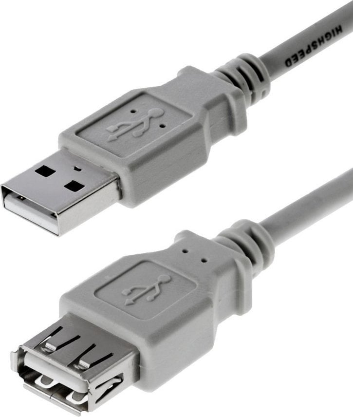 Kabel USB V7 USB-A - USB-A 3 m Szary (4005938119905)